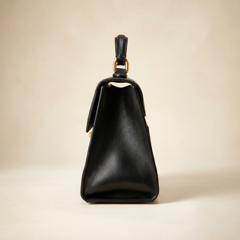 Gucci black GG embossed top handle bag side profile