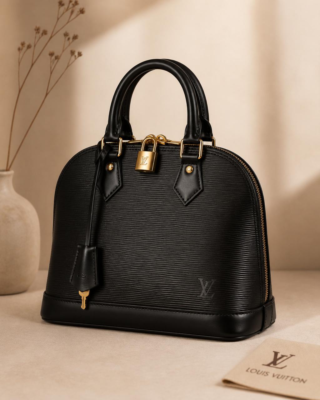 Louis Vuitton Epi Alma PM in black with gold-tone hardware