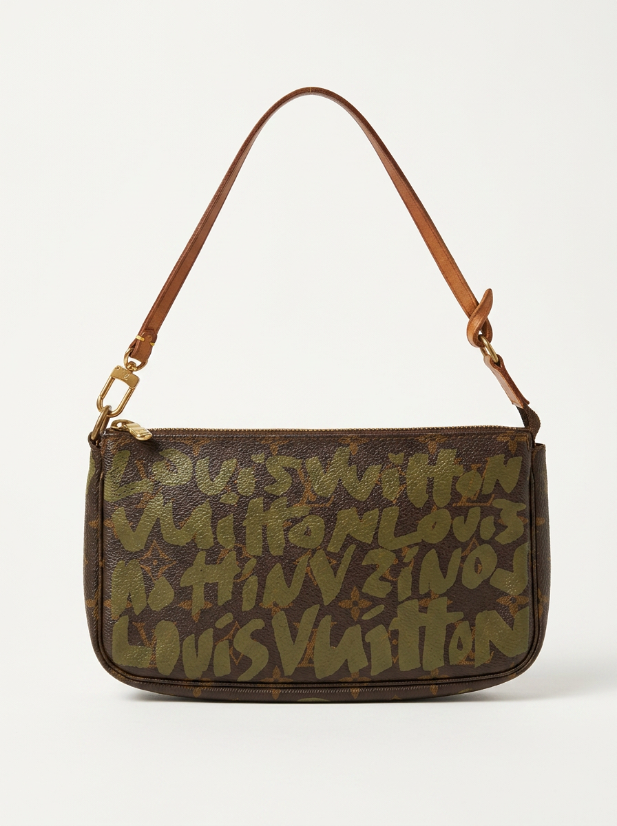 Louis Vuitton Monogram Graffiti Pochette Accessoires by Stephen Sprouse in khaki green