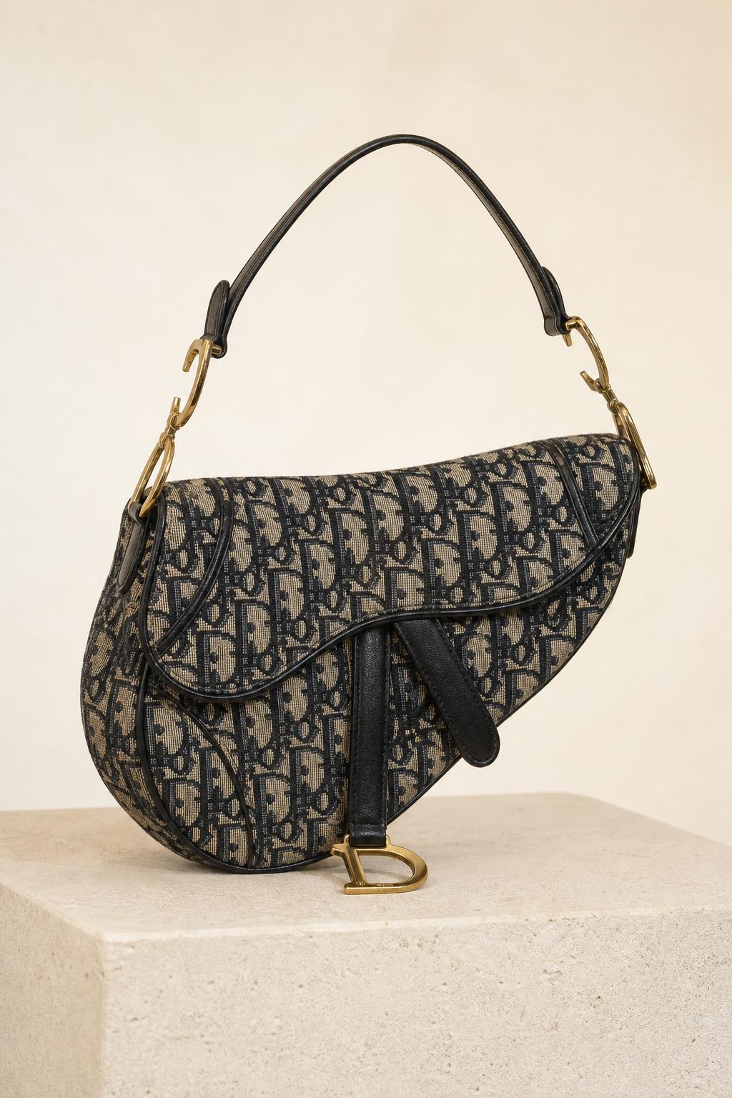 Dior Saddle Bag in oblique monogram canvas with leather trim, early 2000s collection